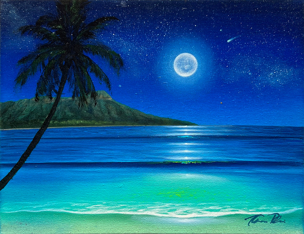 Diamond Head Full Moon 1H 14x11 Painting