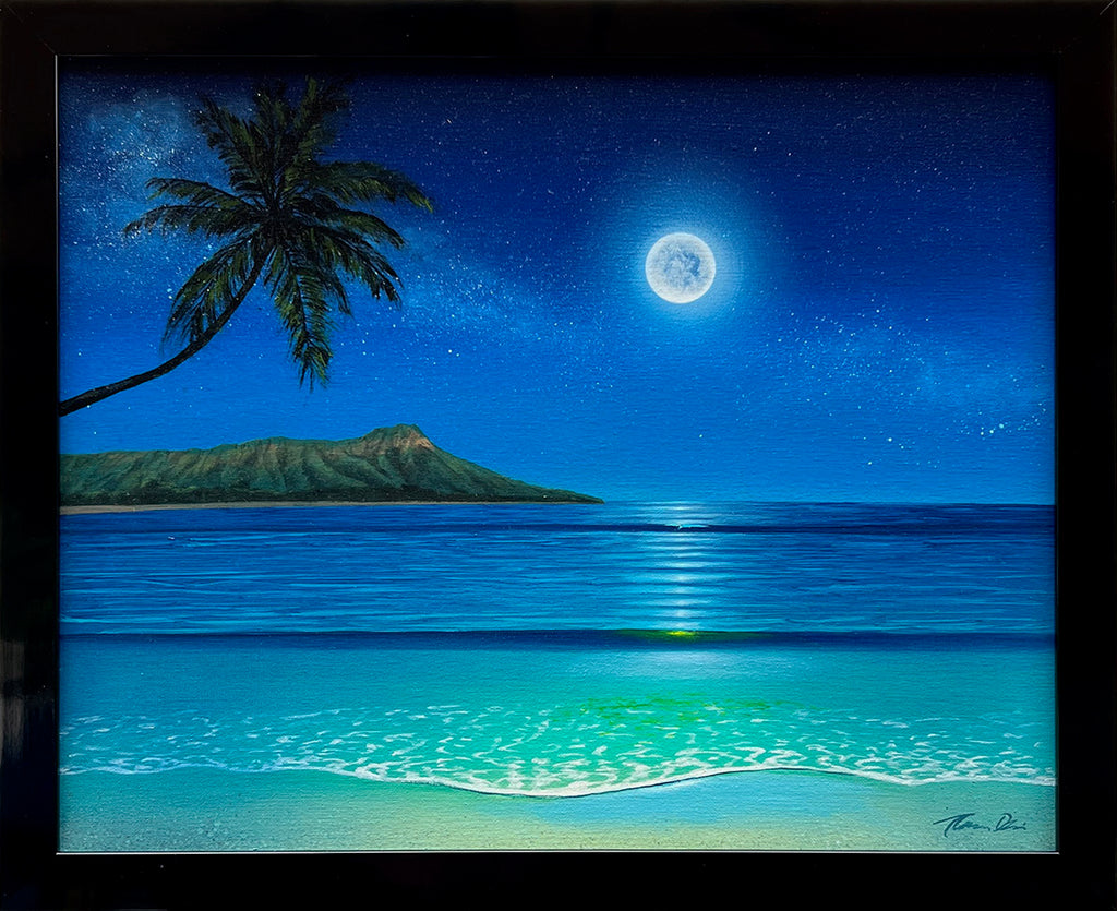 Diamond Head Full Moon 2H 20x16 Painting Framed