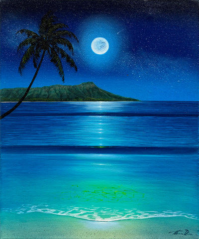 Diamond Head Full Moon 2V 16x20 Painting