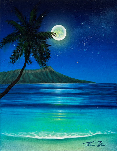 Diamond Head Full Moon MS-2V 11x14 Painting